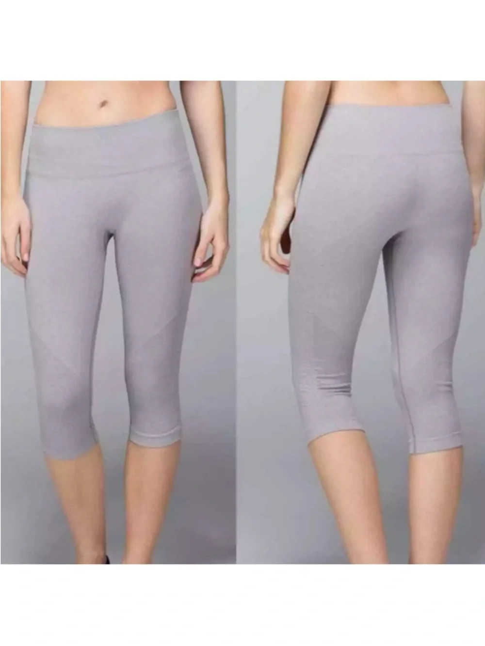 Lululemon In The Flow Crop II Leggings Grey Seamless‎ Women’s Size 6